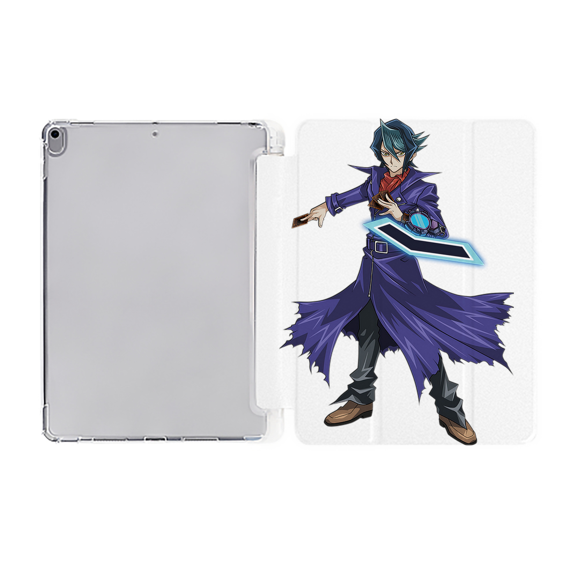 （画像用） 遊☆戯☆王 Yu-Gi-Oh! IPad ケース ペン収納付き 三つ折りスタンド PUレザー×シリコン 対応機種9.5/10.5/10.9インチ